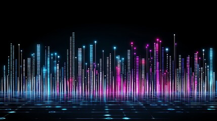 Futuristic city skyline, abstract digital art