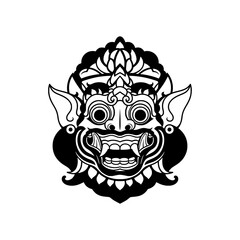 Obraz premium Vector Illustration of Barong Face - Traditional Balinese Culture and Art