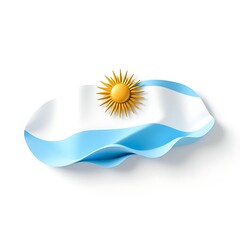 Abstract 3D folded paper with Argentina flag colors and sun