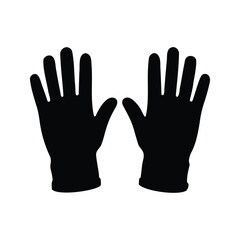 Isolated black silhouette image of two hand gloves on a white background