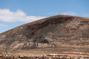 Montaña de la Arena y paisaje volcánico del Malpais en Villaverde, Fuerteventura