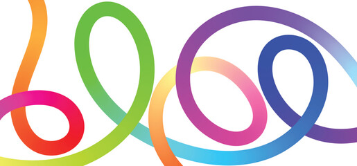 Obraz premium Color Shapes with Rainbow Gradient. Abstract Modern Fluid Waves. Vector Background with Color Dynamic Ribbon. Flowing Spiral Strokes. eps10