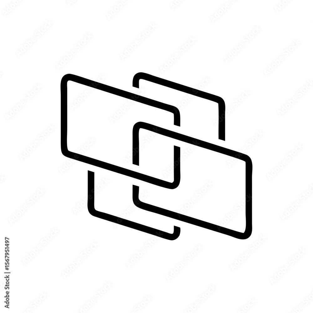 Poster overlapping rectangles icon – abstract linked shapes outline symbol