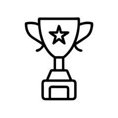 Outline Icon of Trophy Cup with Star Symbol on Pedestal Base