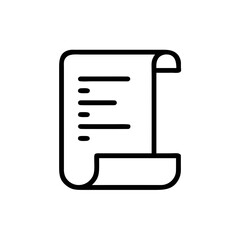 Scroll Document Icon with Text in Outline Vector Style