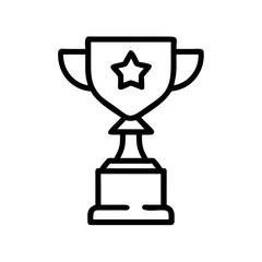 Trophy Award Icon with Star in Outline Vector Style