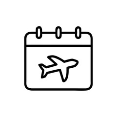 Flight Schedule Icon with Airplane and Calendar Outline Vector