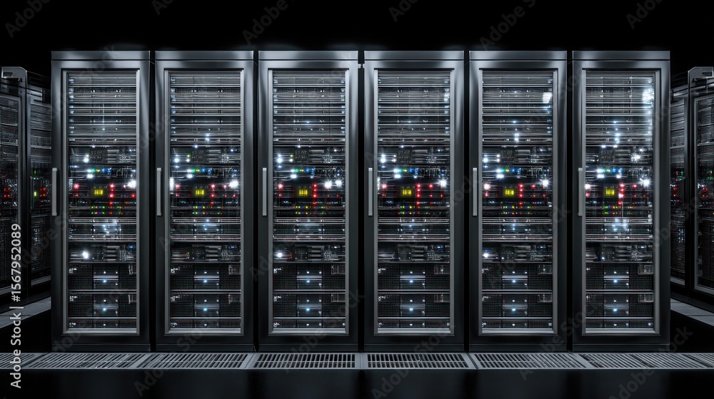 Aufkleber data center server racks modern technology and network infrastructure