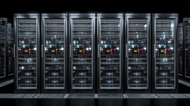 Data center server racks modern technology and network infrastructure