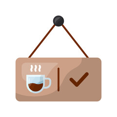 Open sign icon. open, coffee shop, shop, business, welcome, store, retail, signage. Vector Icon Illustration