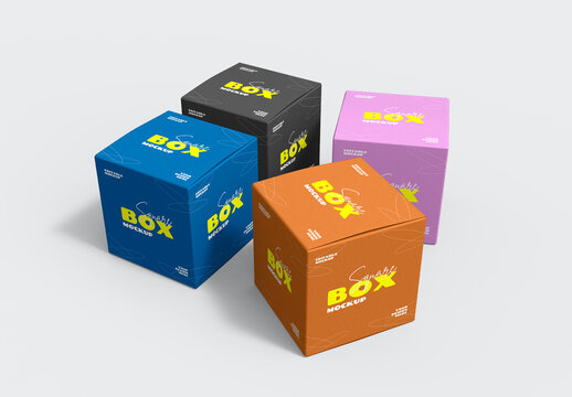 Colorful Square Box Mockup Display