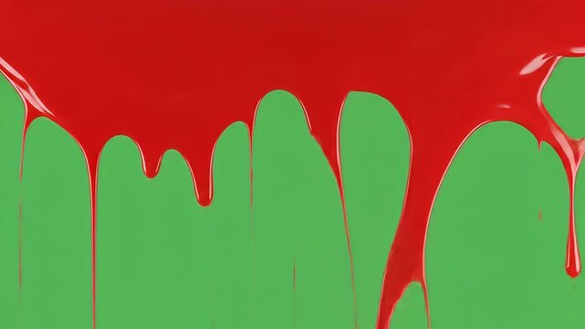 Red dripping blood on green screen background. 4K Video