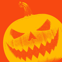 Halloween Jack o lantern in retro stipple effect, halftone style design