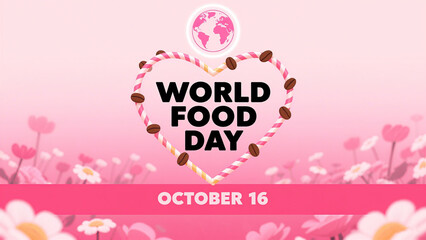 Candy hearts and Earth flowers represent the sweet care and global connection of World Food Day, used for public welfare promotion and romantic themed event scenes.