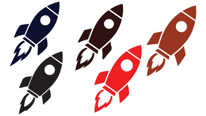 Row of Rocket Ships Launching as a Startup Vector Graphic