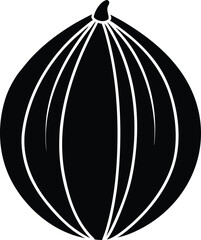 Whole nutmeg silhouette black and white illustration