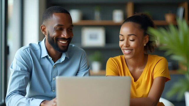 Diverse Workplace Collaboration: Happy African Male Employee Engages with Latin Colleague in Friendly Office Conversation - Cute Vector Illustration of Teamwork and Idea Sharing