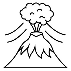 Volcano Erupting line art vector illustration 
