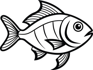 Simple Fish Sketch – Black and White Vector Art