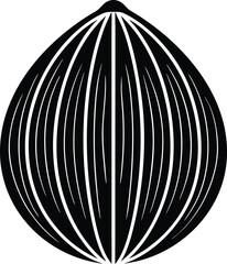Whole nutmeg silhouette black and white illustration
