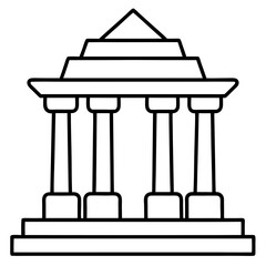 Ancient temple ruins line art vector illustration 