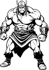 Lineart drawing, ancient warrior in full medieval armor, standing strong and battle-hardened, heroic male figure with muscular build, attack expression, epic fantasy, tattoo art,lineart,manga,anime
