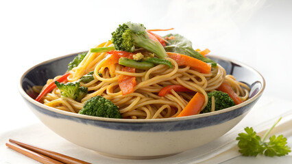 bowl of chinese noodles with vegetables.