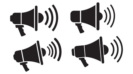 Loud megaphone announcements icon set on a white background