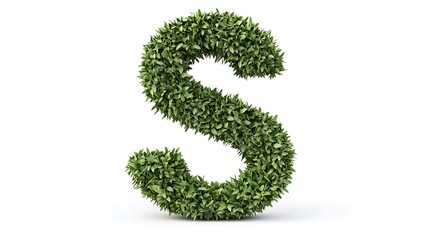 Letter S made of green grass isolated on a white background.