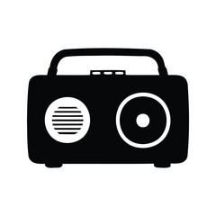 Retrostyled black and white boombox or portable stereo illustration