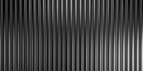 3d glass background with ribbed texture and gradient light effect. Abstract black line pattern for vertical wall panel or window design. Translucent prism reflection with wavy liquid overlay.