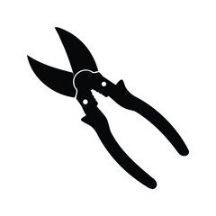 Silhouette illustration of garden shears for pruning with ergonomic handles design