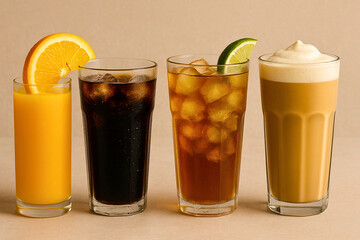 Assorted Refreshing Drinks in Studio Lighting