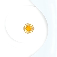 Minimal geometric Argentina flag colors with abstract golden sun