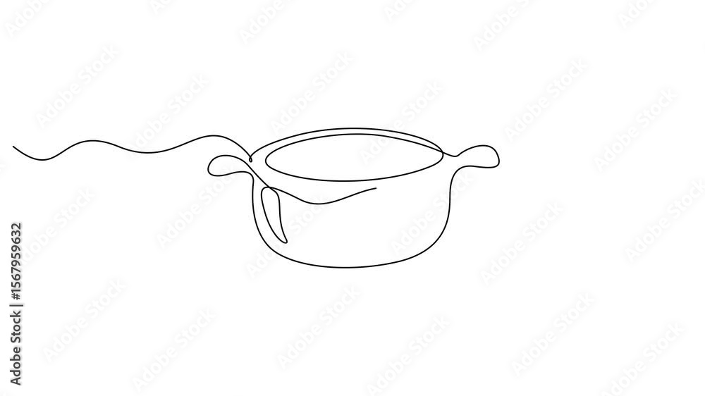 Poster self drawing animation one continuous line draw big pan single one line drawing, self drawing line a