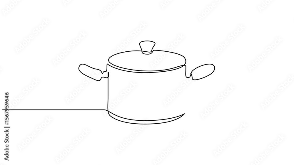 Poster self drawing animation one continuous line draw big pan single one line drawing, self drawing line a