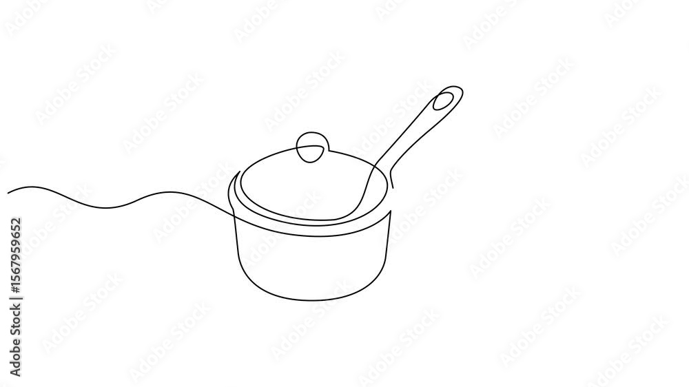 Poster self drawing animation one continuous line draw big pan single one line drawing, self drawing line a