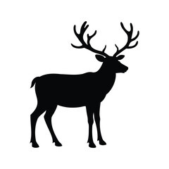 A striking black silhouette of a majestic stag with impressive antlers