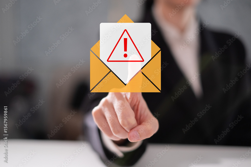 Poster electronic mail spam hacker message online security protection technology safety network warning con