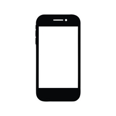 Black Smartphone with a blank screen in an isolated white background