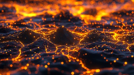 Molten landscape with glowing peaks