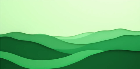 Obraz premium Abstract green background with rolling waves and a clear sky, illustrating a natural summer landscape