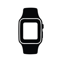 Black Smartwatch with Square Display and Band Icon, Technology Illustration
