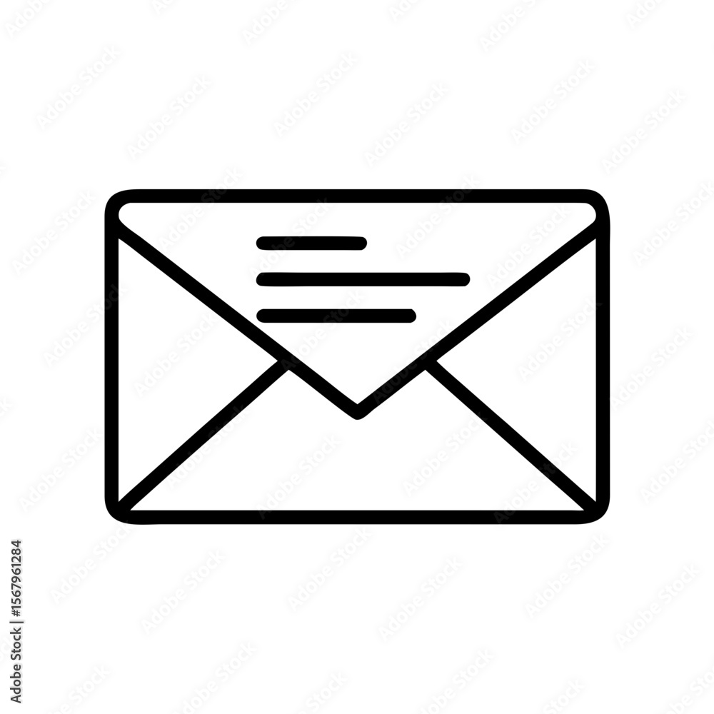Poster envelope icon with lines representing written content