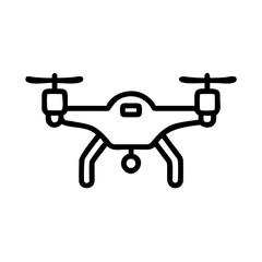 Drone with four propellers in minimalist line art design  