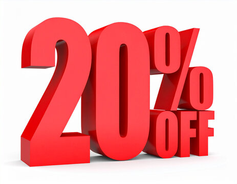 the word 20% OFF written in red on a white background
