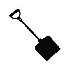 Simple black shovel vector illustration for construction, gardening, or digging needs