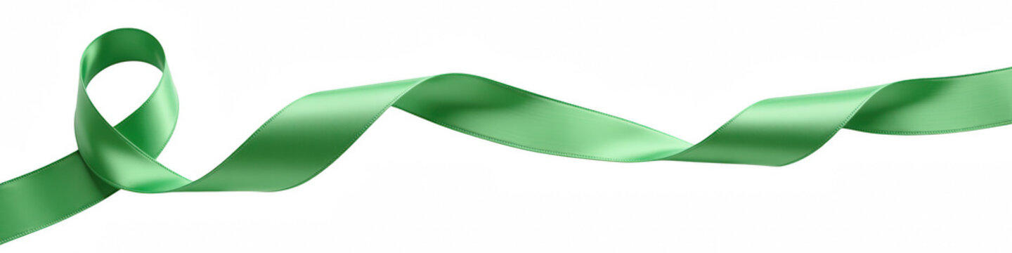 Green ribbon symbolizes hope and support, often associated with mental health awareness. This elegant ribbon flows gracefully, representing unity