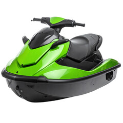 Bright green personal watercraft on display