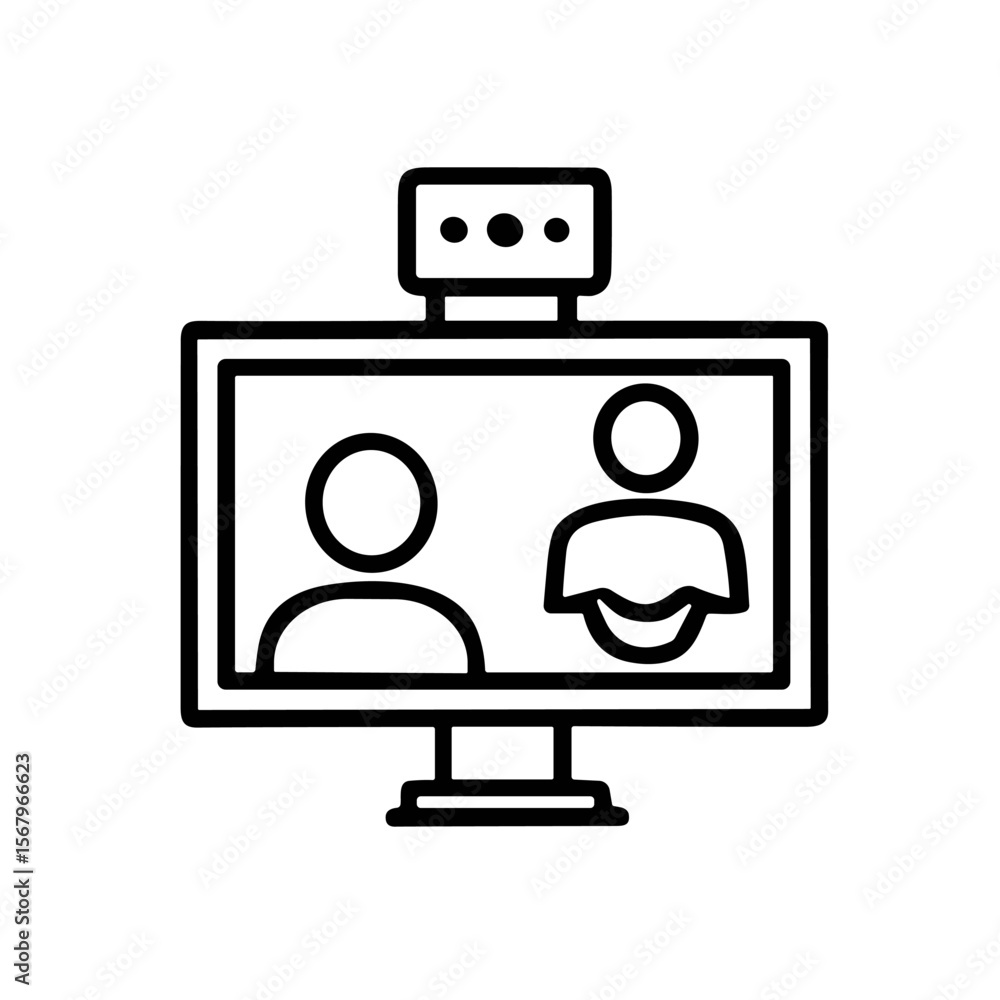 Poster video conference call displayed on a computer monitor, showing two participants.